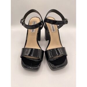 Steve Madden Persepolis Black Ankle Strap Open Toe Wedge Heeled Sandals Size 6